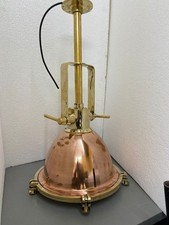 Large Brass & Copper Pendant Lamp Fixture – Industrial Dome Hanging Light