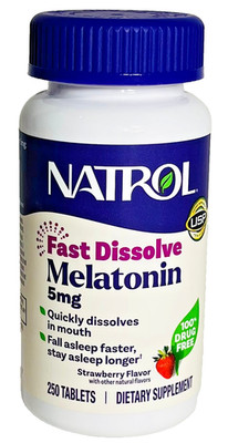 Natrol Melatonin 5 Mg Fast Dissolve 250 Tabs Strawberry Flavor ~ EXP 08/2027