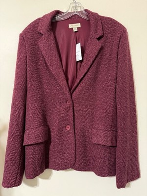 Appleseed's Blazer Jacket Maroon Wine Herringbone Career Work Plus NEW 18