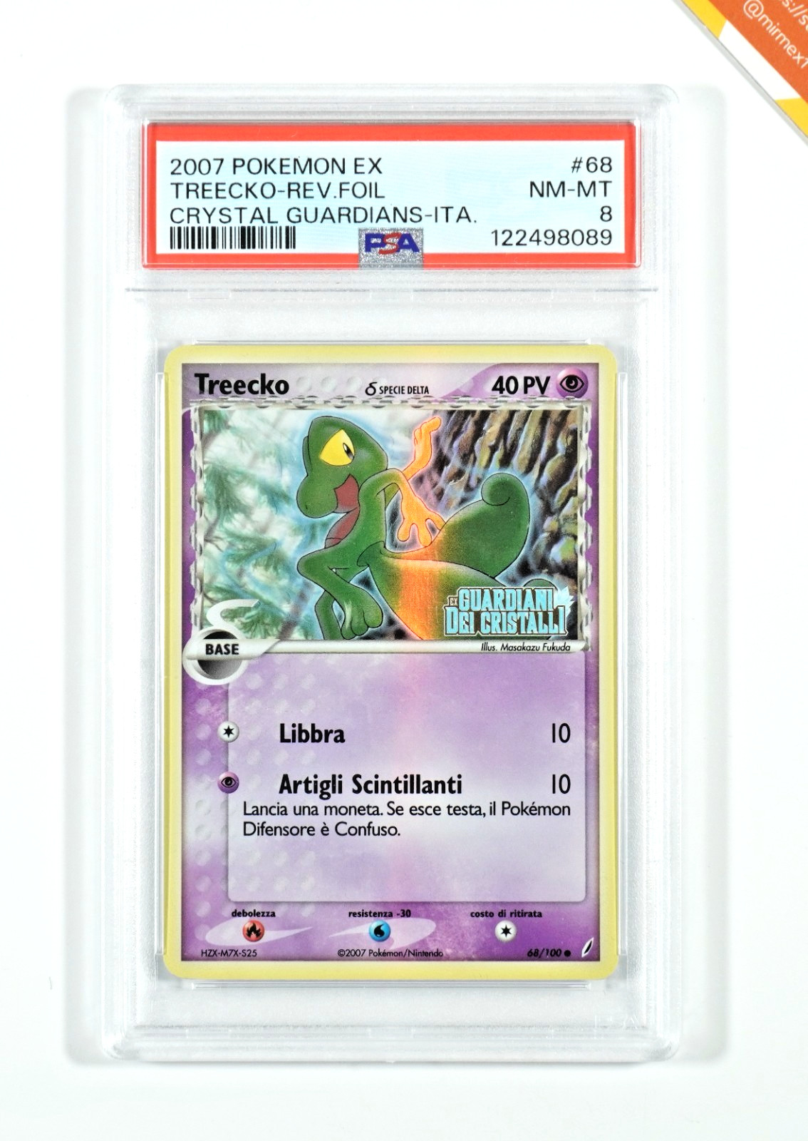 Pokemon PSA 8 Treecko #68 Reverse Holo Ex Crystal Guardians 2006 Italian