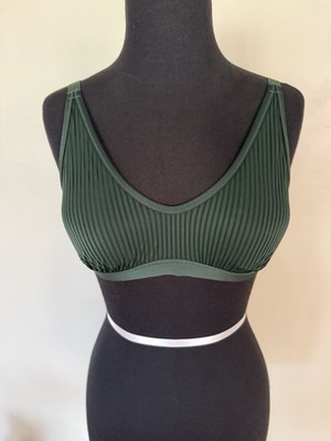 Aerie Women s Ribbed Bralette Olive Green Size Large Adjustable Straps
