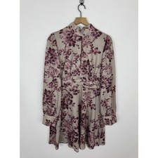 Shein Pink Floral Long Sleeve Mini Dress Women’s XL V-Neck Fit & Flare