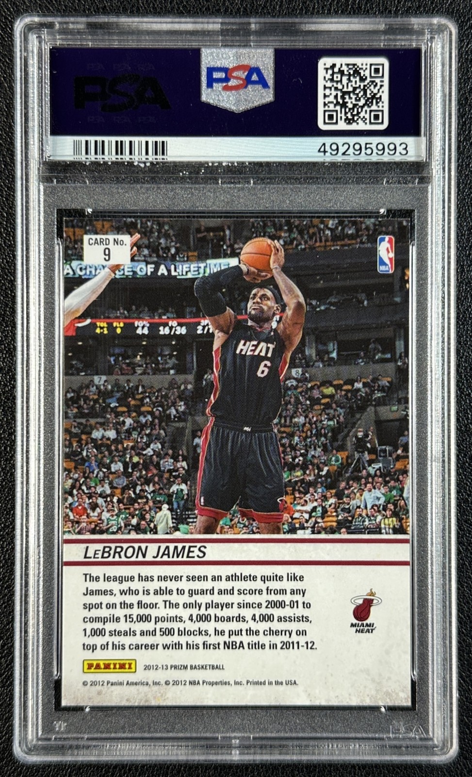 LEBRON JAMES PSA 9 2012-13 PANINI PRIZM #9 DOWNTOWN BOUND SILVER HEAT 5993 view 2