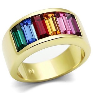 Authentic Women's Gold Plated Ring Crystal Multi Color - Anniversary, Moth