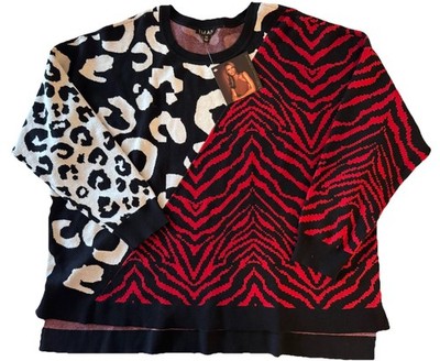 IMAN Global Chic Sweater 3X NWT Mixed Animal Print Leopard Zebra