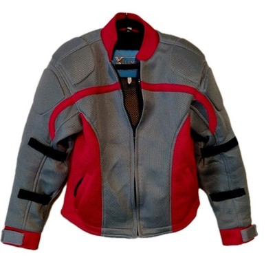Xelement Womens Motorcycle Armored Mesh Jacket Size L Gray Brick Red Riding