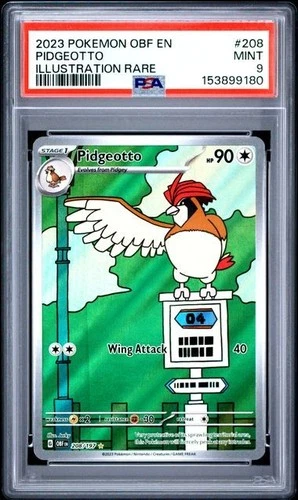 2023 POKEMON OBF EN-OBSIDIAN FLAMES ILLUSTRATION RARE #208 PIDGEOTTO PSA 9