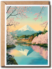 Japan Greeting Card - Japan Lover - Happy Birthday Card - Mount Fuji in Spring -