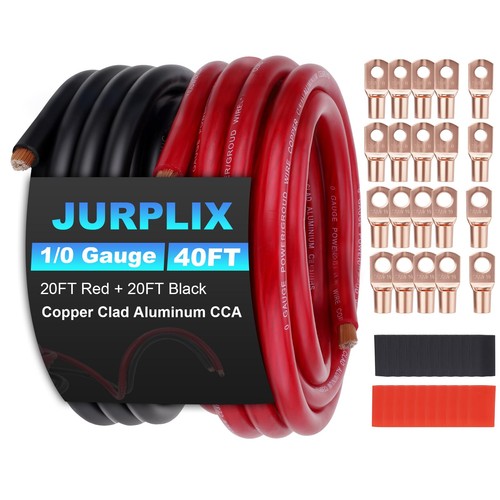 40FT 1/0 Gauge Wire 1/0 AWG Battery Cable Copper Aluminum For Car Audio Speaker