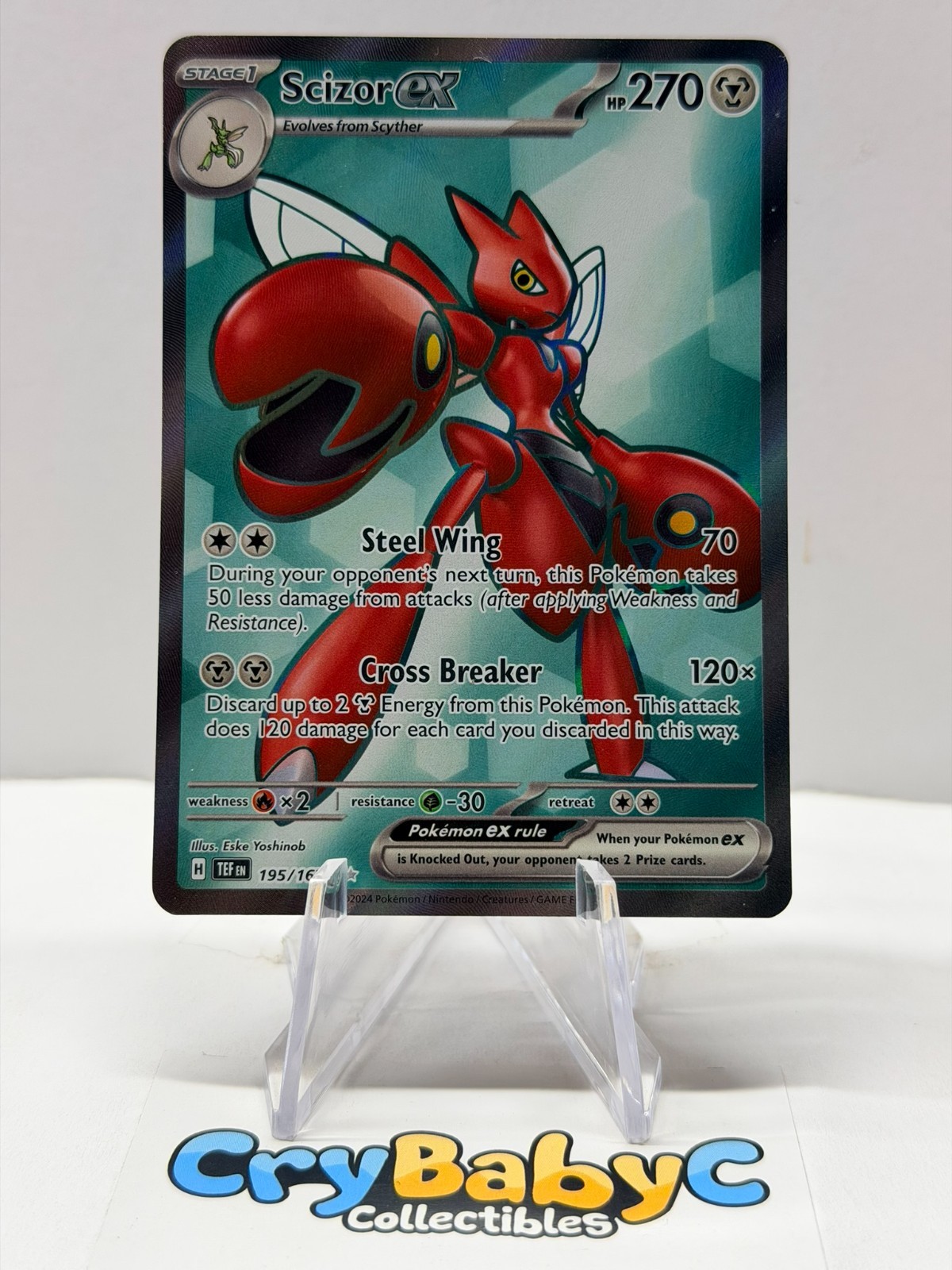 Pokemon Scizor ex 195/162 Temporal Forces Scarlet & Violet Ultra Rare Full Art