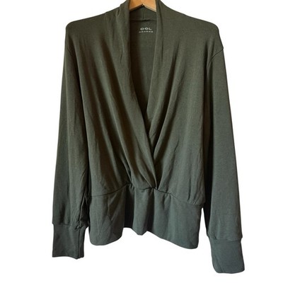 OGLmove Women's Surplice Wrap Long Sleeve Top  Eco Mousse Green Size 2XL NWT