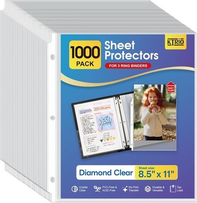 Sheet Protectors 8.5 x 11 Inch, Clear  Loading Page Protectors for 3 Ring
