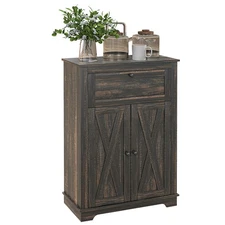 HOMCOM Farmhouse Storage Cabinet, Sideboard with Drawer and Doors, Brown
