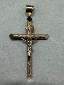 Authentic Large 3 Inch+ Sterling Silver Gold Plated Hollow Crucifix Pendant 8 Grams