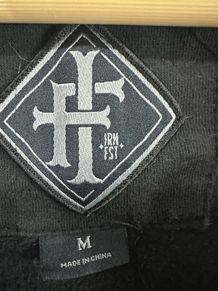 De Colección Puño de Hierro Y2K Esqueleto Calavera Cara Grande Cremallera Completa Gótica Sudadera con Capucha Talla M Foto 3 de 4