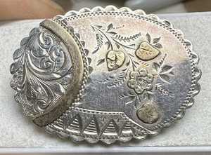 Antique 1880's Sterling Silver English Victorian Pin Brooch Amazing 4.3gr  A-158
