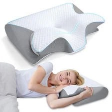 HOMCA Memory Foam Cervical Pillow 2 in 1 Ergonomic Contour Orthopedic Pillow ...