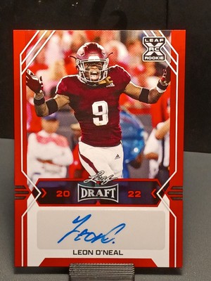 2022 Leaf Draft Autographs Red #BA-LO1 Leon O'Neal Texas A&M Aggies Rookie