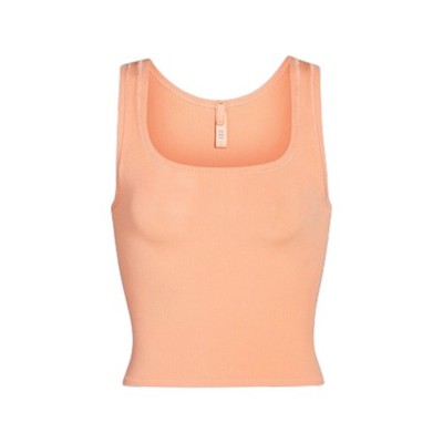 SKIMS Soft Lounge Tank 4XL Peach Ribbed Modal Stretch Rare Orange Cozy Lounge