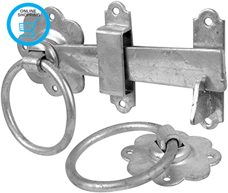 BH01808 Gate Door Latch Smooth Ring, 150Mm (6 Inch) -Galvanised, Rustproof, Silv