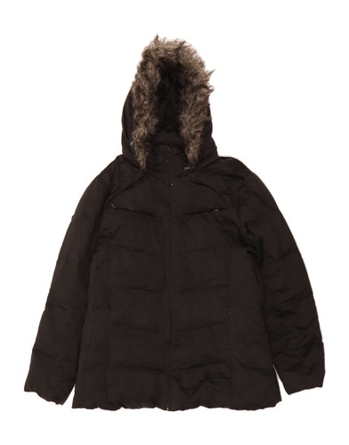 CALVIN KLEIN Womens Hooded Padded Jacket UK 16 Large Black Polyester AR01