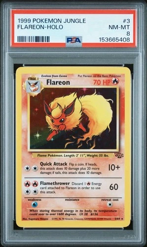 POKEMON FLAREON 1999 JUNGLE #3 HOLO PSA 8