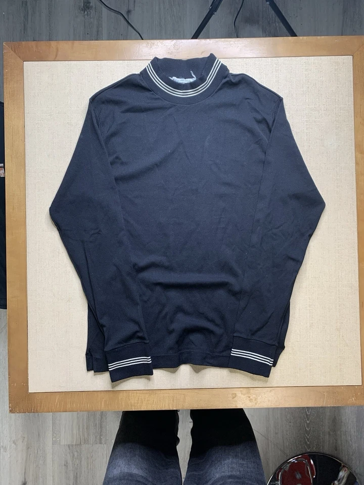 Camisa De Colección Años 60 Años 70 Cuello Rayas Negras Dobladillos Nylon Cuello Simulado Talla S/M Foto 2 de 4