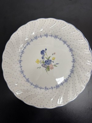 Nikko Japan Floral 10.5  Dinner Plates Set of 5 Blue White Scalloped   CHIPPED