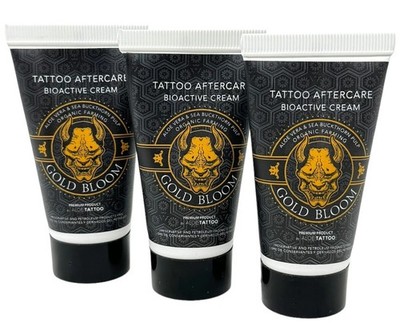 (333 /L) INKgrafiX  3x30g ALOE TATTOO AFTERCARE BIOAKTIVE CREAM- GOLD BLOOM -