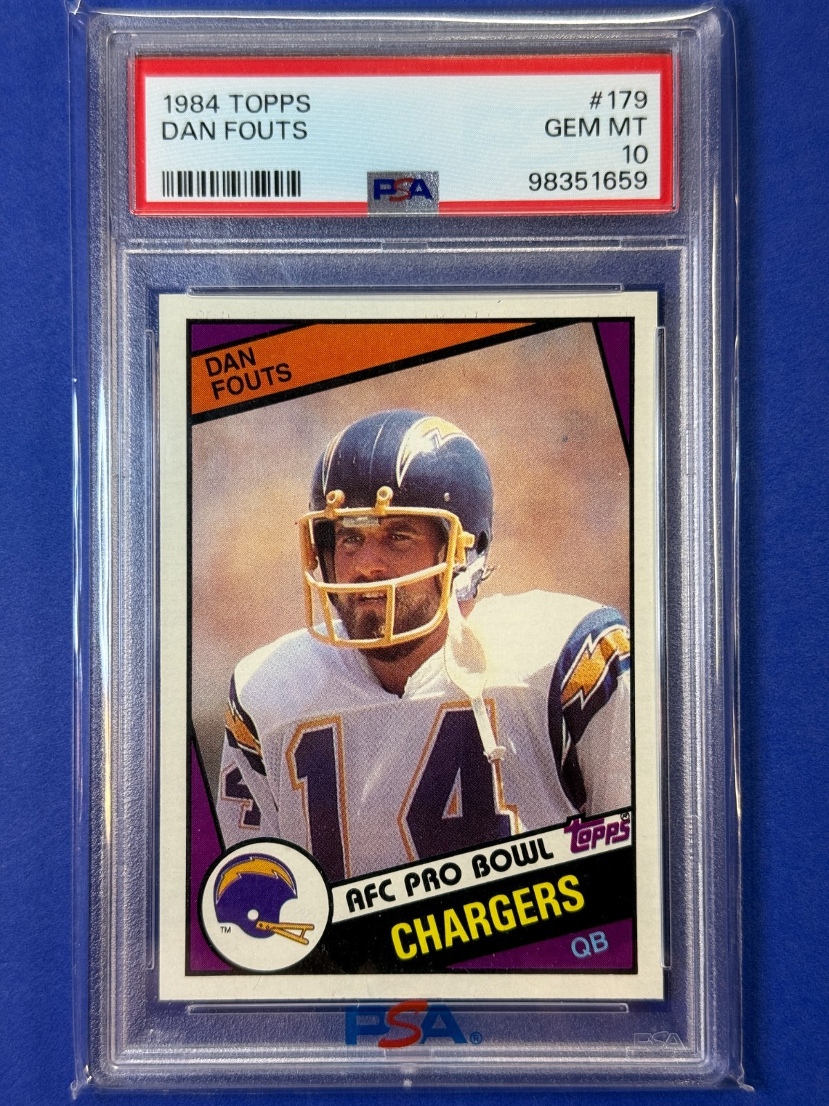 DAN FOUTS 1984 Topps PSA 10 San Diego Chargers #179