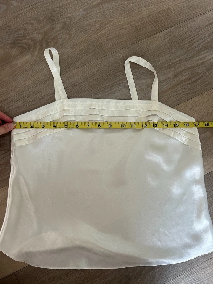 复古 Lucie Ann II 缎面吊带上衣象牙白 34 码美国制造内衣 — 第 3/4 张图片