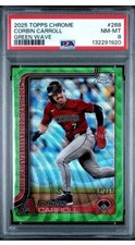 Topps 2025 Chrome Corbin Carroll Arizona Diamondbacks #268 Green Wave /99 PSA 8