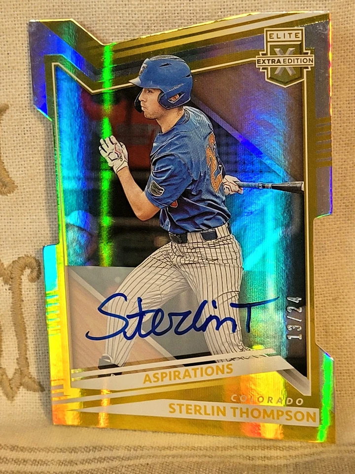 Sterlin Thompson, Rockies, 2022 Elite Extra Aspirations Gold Auto #'d/24🇬 - Image 2 of 3