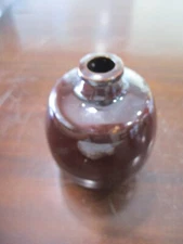 brown glazed 3.25'' stoneware USA embossed & made honey pot jug / jar mini sized