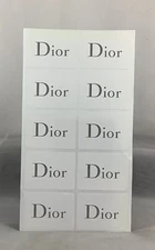 1 Sheet of 10ea Dior White & Gray Logo 2 X 1.5” Stickers Gift Wrapping