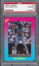 1989 Classic #12 Paul Molitor Milwaukee Brewers PSA 10 Gem Mint 21269915