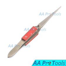 6 1/2" Cross Lock Tweezer Self Closing Fiber Grip Straight Tip Tweezers Jewelers