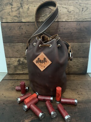 Leather Shotgun Shell Ammo Pouch/Shell Holder Bag Bucket Custom Made