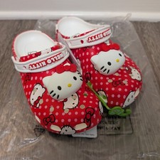 Hello Kitty Crocs Womens Size 8 Red Classic Clogs Sandals Shoes Christmas