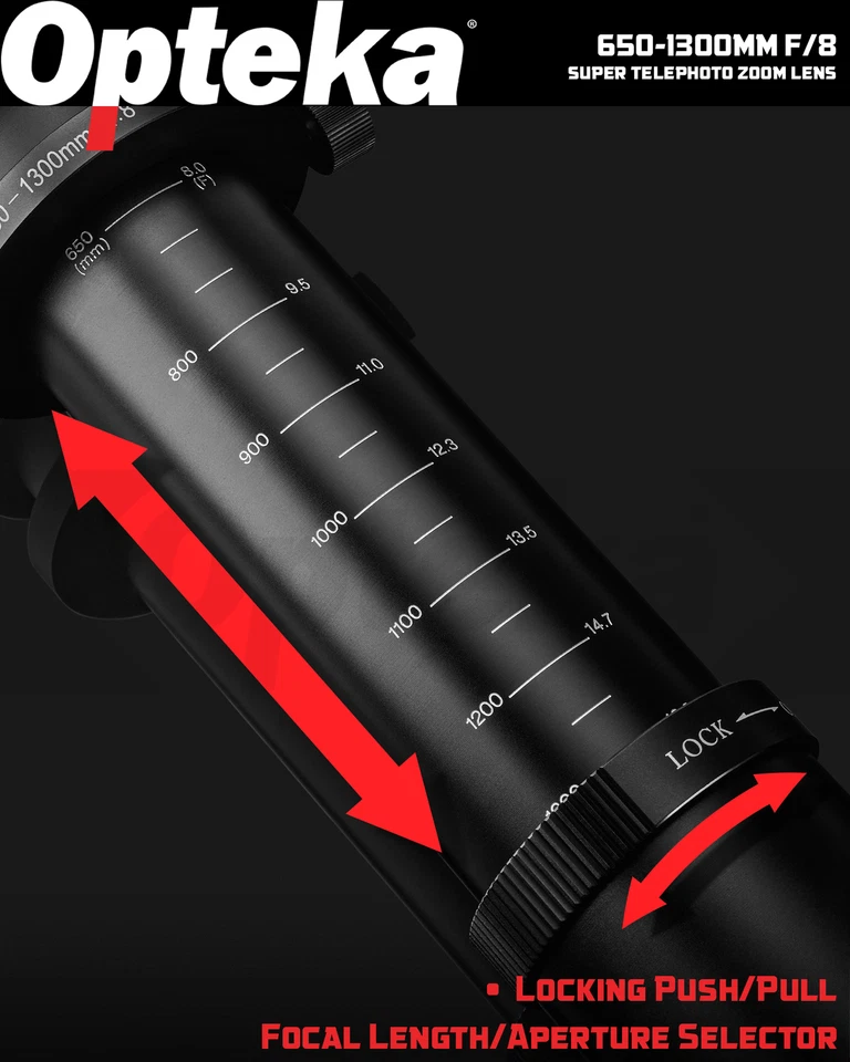 Opteka 650-2600mm f/8 Telephoto Zoom Lens for Canon RF R10 R7 R6 R5 R3 Ra RP R - Image 4 of 4