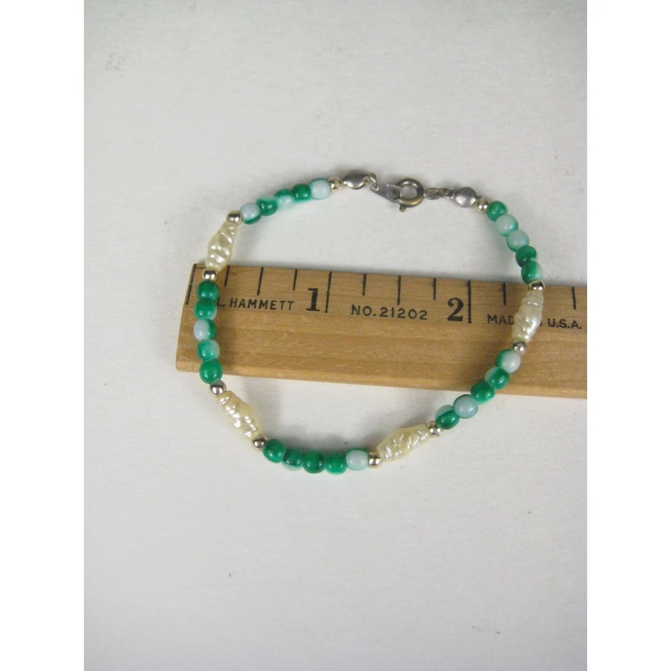 Pulsera de perlas de imitación con cuentas en tono dorado joyería de plástico delicada Foto 3 de 4