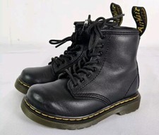 Dr Martens Toddler Kids Size 8 US Black Leather Boots Zip Side Unisex AW004
