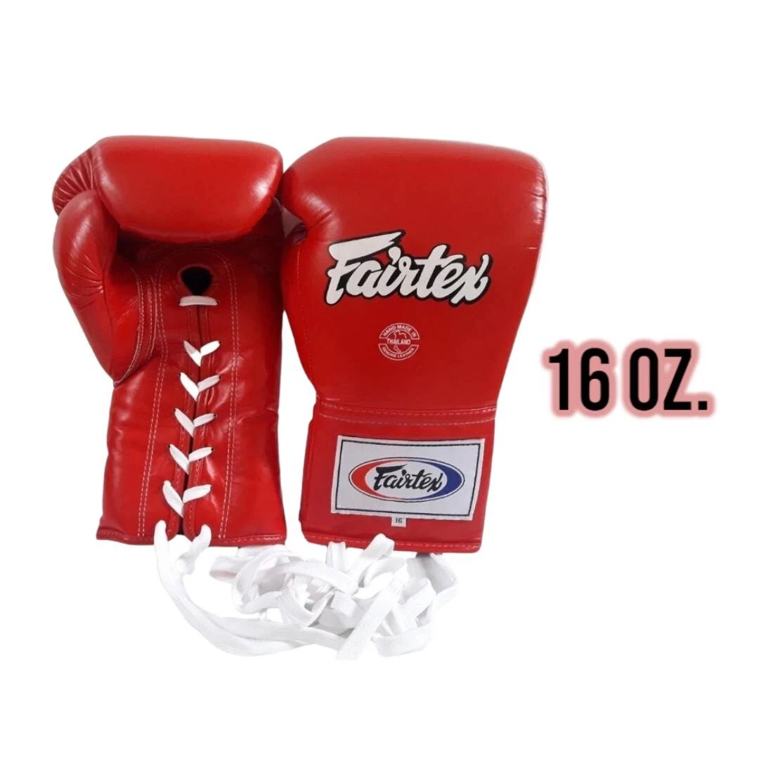 Fairtex Red Boxing Gloves Lace Up Muay Thai Competition Locked