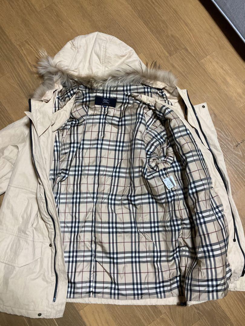BURBERRY LONDON Down Jacket with Fur Beige Nova Check Size