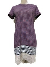 ARTISAN NY Dress Size 2 Burgundy Blue & Gray Geometric Print Shift Dress