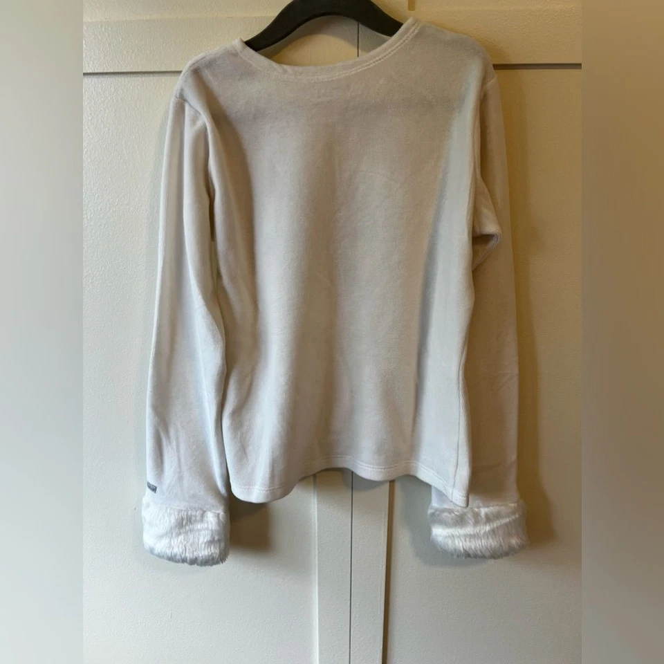 American Girl Snowflake Faux Fur Cuffs Long Sleeve Shirt Size M 10/12 - Image 3 of 4