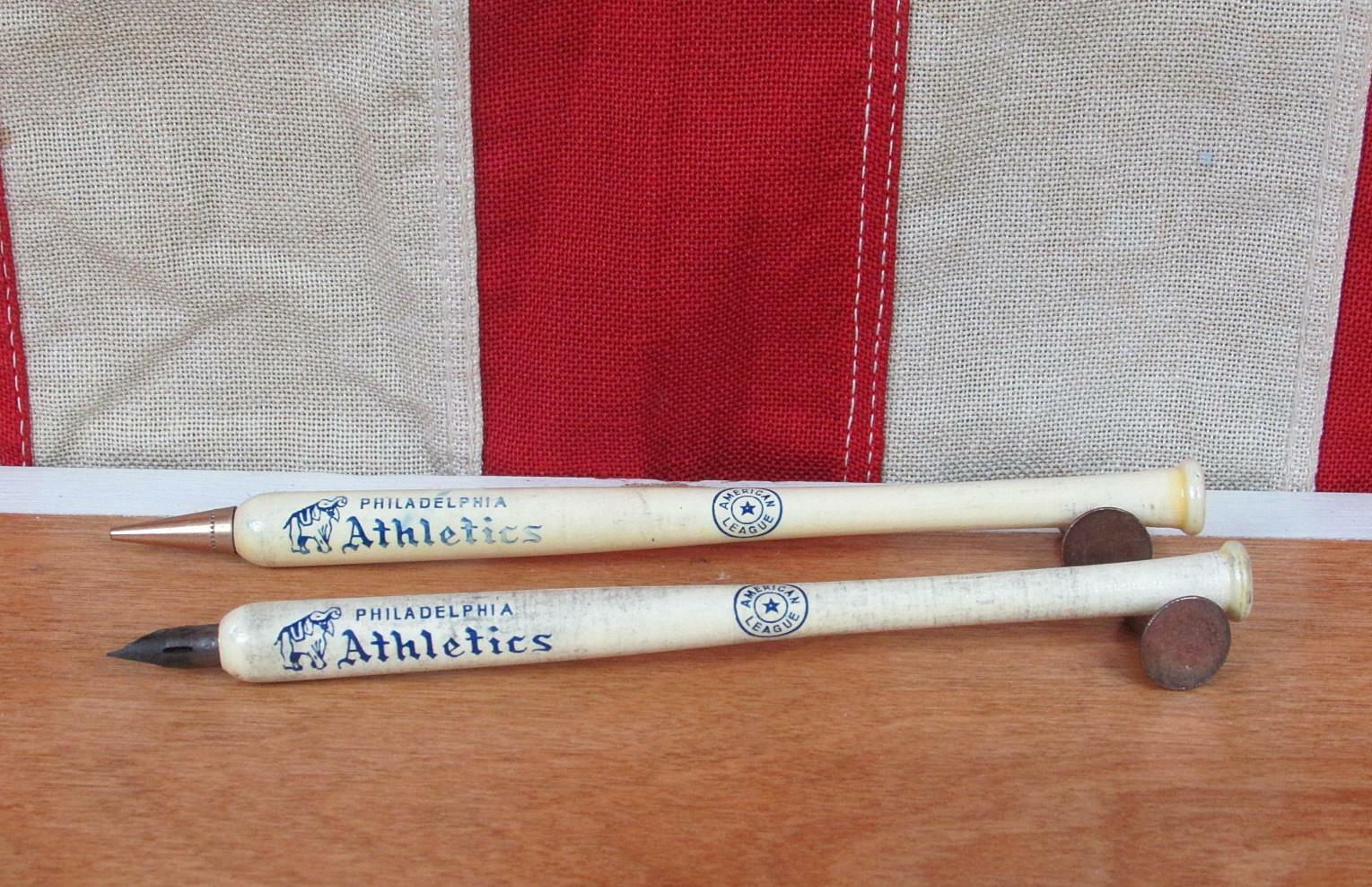 Vintage Philadelphia Athletics Mini Baseball Bat Pen/Pencil Pair 6"length Rare! eBay