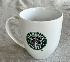 Starbucks 2007 Coffee Mug Cup Ceramic White Green Siren Mermaid Logo 14oz