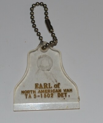VTG 1960s Advertising Keychain Earl North American Van Detroit Ice Scraper