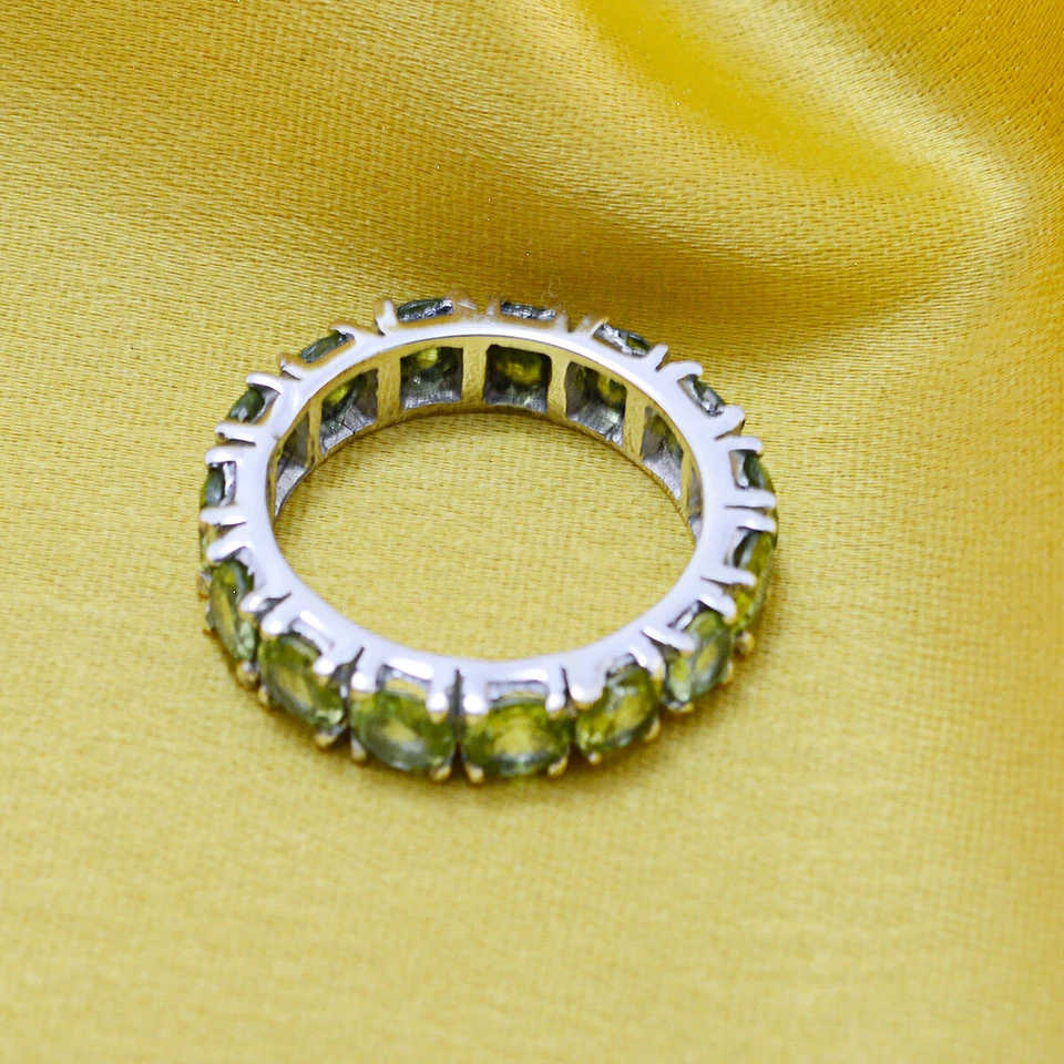 Peridot Infinity Gleam 925 Sterling Silber Ovaler Halo-Ring - Bild 4 von 4